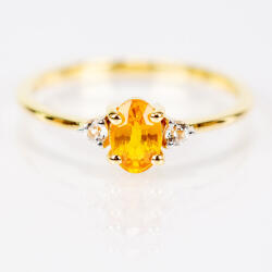 Arannyal Bevont Ezüst Gyűrű Sárga Zafírral és Fehér Topázzal, Y65112/62
