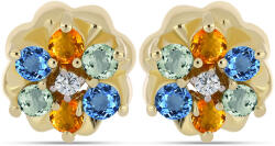  Arannyal Bevont Ezüst Fülbevaló Szivárvány Zafírral és Fehér Topázzal, Y61956