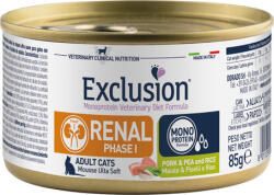 Exclusion Cat Monoprotein Vet Diet Renal Pork & Pea and Rice Phase I konzerv (24 x 85 g) 2.04kg
