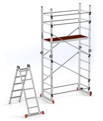 CRIANO Schela aluminiu mobila cu doua scari pliabile 2x5 trepte, inaltime 3m, platforma 1, 35x0, 45(m), max. 150kg - CNO-SME-ACRO4M (CNO-SME-ACRO4M)