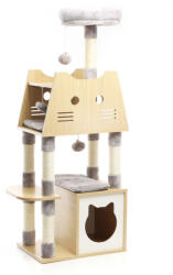 Fudajo Design Macska kaparófa 126 cm szürke-natúr játékokkal 64246