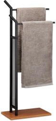 Relaxdays Modern Törölközőtartó kétkarú fekete-barna 88x40x20 cm 10024629