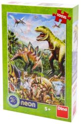Dino Puzzle 100 db XL neon- Dínók világa Ajánlott 5-10 éves korig fiúknak [Cikkszám 68547]