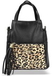 ZELLIA Női Hátizsák 24131 Fekete - Ocelot - Vízlepergetős - (ZLK-24131-76873331)