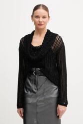 Tommy Hilfiger pulóver könnyű, fekete, félgarbó nyakú, WW0WW46762 - fekete L