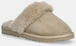 Tommy Hilfiger bőr papucs TH SHEARLING HOUSE SHOE bézs, FW0FW09063 - bézs Női 37/38