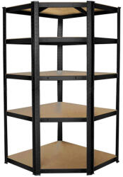  Sarok salgó polc, 5 szintes 180x70x30-30cm, fekete