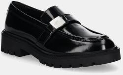 Calvin Klein Jeans bőr mokaszin FLATFORM SHOE DRIVER HDW fekete, női, lapos talpú, YW0YW01657 - fekete Női 39