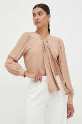 PINKO selyem keverék póló fűzős nyakkivágású, bézs, regular, 102168.8889 - bézs 38