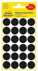 AVERY Etikett címke, o18mm, jelölésre, 24 címke/ív, 4 ív/doboz, Avery fekete (3003)