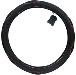  Valódi bőr kormányvédő - sport - fekete-piros - KV-5057A