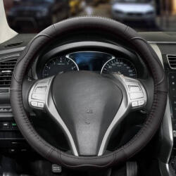  Teherautós valódi bőr kormányvédő - fekete - 40-42cm