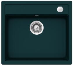 SCHOCK Mono N-100 Cristadur Green Line Ivy egymedencés gránit mosogató automata dugóemelő, szifonnal, sötétzöld, beépíthető (6426980541823)