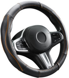  Valódi bőr kormányvédő szellőző lyukacsos narancs betétes mintával - 36-38cm - DW-5506OR