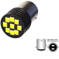  LED izzó 12V BAY15d 9SMD LED 21/5W fehér VILLOGÓ FÉNNYEL