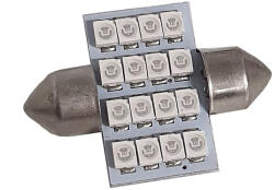  LED izzó 24V szofita 16 SMD LED 31mm kék