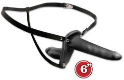 Pipedream Dupla felcsatolható dildó, Pipedream, Fetish Fantasy Double Penetrix, 10-15 cm, fekete, vinyl, kétvégű, állítható hám, mellbimbó díszekkel