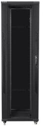 Lanberg FF01-8242-12B 19 42U SZÉL: 800 MÉLY: 1200 MAG: 2047 lapraszerelt üvegajtós fekete rack szekrény (FF01-8242-12B)