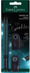 Faber-Castell Sparkle Midnight B 4 db háromszögletű fekete/óceánkék grafitceruza szett (FC118295)