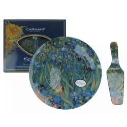 CARMANI Van Gogh Íriszek üveg süteményes tortatál lapáttal - CARMANI (IMO-CHH-198-1226)