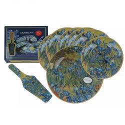 CARMANI Van Gogh Íriszek üveg süteményes készlet tortalapáttal - 6 személyes (IMO-CHH-198-7553)