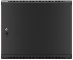 Lanberg WF01-6409-00B 19 9U SZÉL: 600 MÉLY: 450 MAG: 512 lapraszerelt fémajtós fekete fali rack szekrény (WF01-6409-00B)