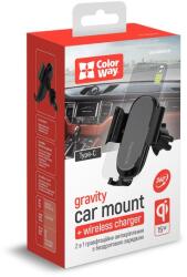 ColorWay Autós tartó, veztéknélküli töltő, szellőzőrácsra 15W, fekete (CW-CHAW038Q-BK)