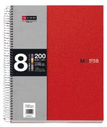 Miquelrius A4 8x25lapos kockás piros spirálfüzet (A15246487)