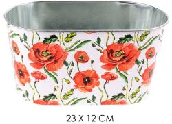 IRIS bádog kaspó ovál pir pipacs 23x12cm (81044) - oneclick