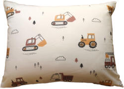 Pamut kispárna huzat - 40x50 cm / bézs - barna munkagép mintás