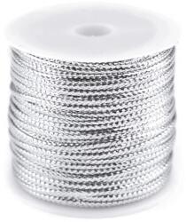 Fashion Sodrott zsinór lurexszel, lapos, Ø2mm, 30m, 310163, ezüst