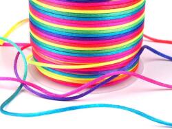Fashion Szatén zsinór ékszerkészítéshez, karkötőkhöz, szivárványszínű, Ø1mm, 30m, 310072