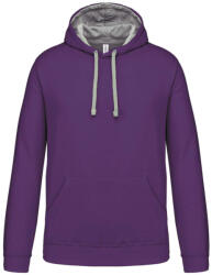 Kariban Férfi pulóver kontrasztos bélésű kapucnival, Kariban KA446, Purple/Oxford Grey-XL (ka446pu-oxg-xl)