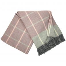 Interblanket Кашмирено Одеяло - Кариран Десен - Розово И Сиво Със Сиви Ресни - 140x200 См