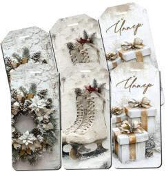  Nyomtatott dekorkarton - Vintage fehér téma - biléták 6db/csomag - kosarbolt