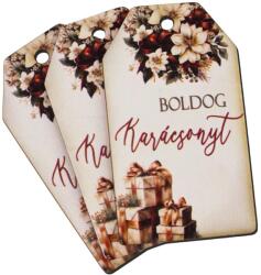 Nyomtatott dekorkarton - Boldog karácsonyt piros-zöld táblák 3db/cs