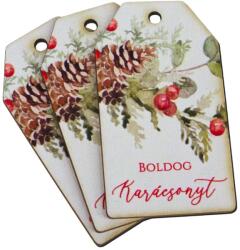 Nyomtatott dekorkarton - Boldog karácsonyt krém-barna táblák 3db/cs