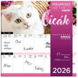 LIZZY CARD mágneses, kétheti tervezőnaptár, 22x22cm, 2026, Cicák (LIZ-26220099) - officetrade