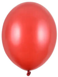 Partydeco Lufi Strong 5" (12cm-es) Latex léggömb, 100db/csomag, metál piros (LUFI101891)