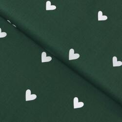 Goldea karácsonyi pamutvászon - szívecskék, sötétzöld alapon 160 cm