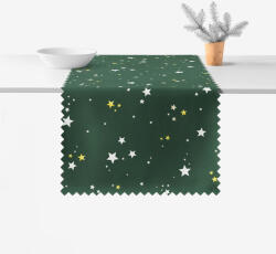 Goldea karácsonyi teflonbevonatú asztali futó - csillagok zöld alapon 35x120 cm