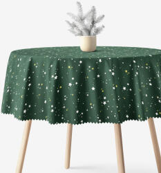 Goldea karácsonyi kör alakú teflonos terítő - csillagok zöld alapon Ø 130 cm