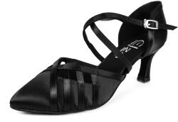 Elza Pantofi de dans pentru femei Elza - 124 satin negru 6, 5 cm Flare Mărime: 39