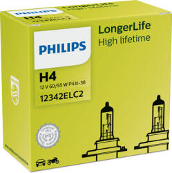 Philips Set 2 becuri incandescente PHILIPS Longer Life H4 12V 12342ELC2 (12342ELC2)