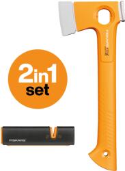Fiskars X-Series X13 Kempingfejsze és Xsharp élező szett 1075437 (1075437)