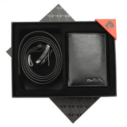 Pierre Cardin ZG-117 fekete férfi bőrpénztárca, bőr öv ajándék szett 125 cm (45773)