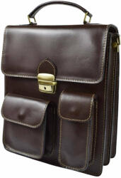  Maxmoda férfi olasz sötétbarna marhabőr oldaltáska 24, 5 x 33, 5 cm (MM-1223-SB)