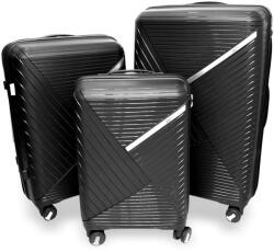  Zellia fekete 3 db-os, keményfalú bőrönd szett 55-65-75 cm (Z-209-BLACK-SET)