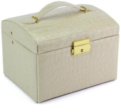  PATRIZIA bézs több fiókos, tükrös ékszerdoboz, utazó boxos 13.5 x 12.5 x 17 cm (50577)