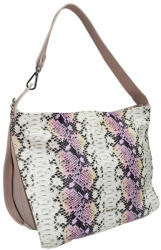 RIALTO kígyóbőr mintás púder színű női bőr kézitáska, válltáska 39 × 28 cm (R-RG1143-PIT-59)